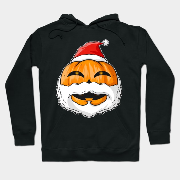 Pumpkin With Santa Beard And Hat Christmas Hallowxmas Hoodie by SinBle